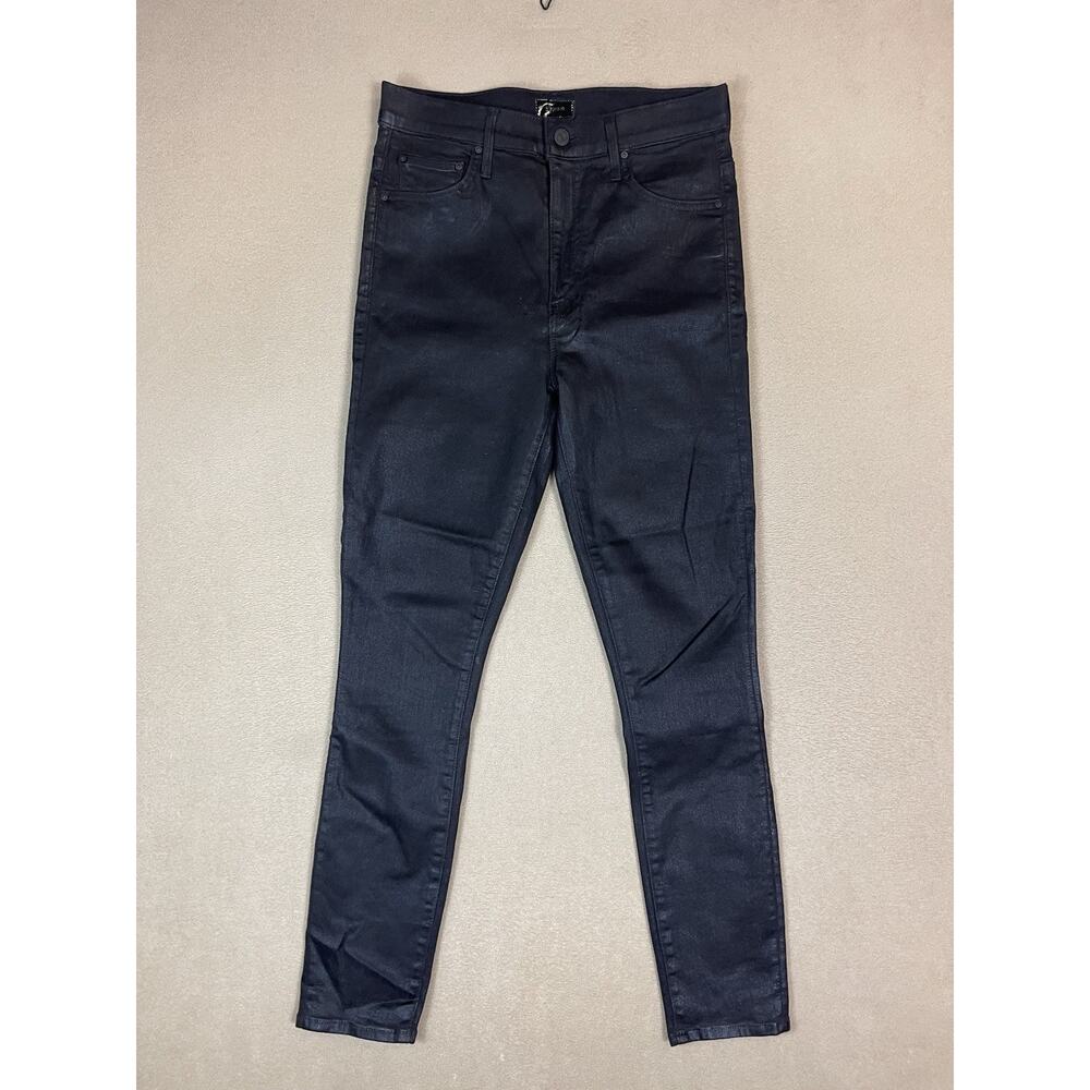Mother Jeans Womens 29 Black Waxed The Swooner‎ Ankle High Rise Stretch Denim
